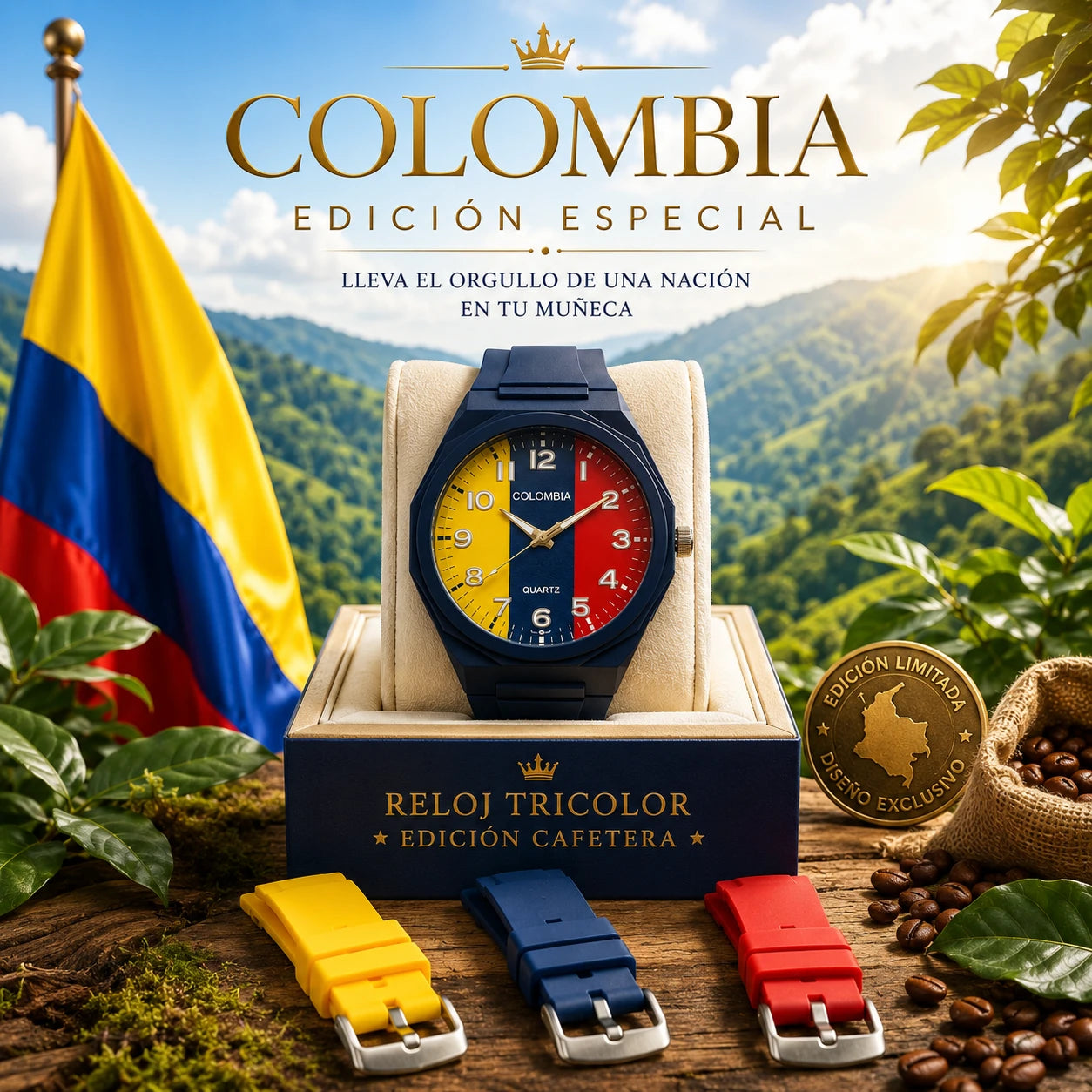 🔥 Lleva la Pasión de Colombia en tu Muñeca | Reloj Tricolor